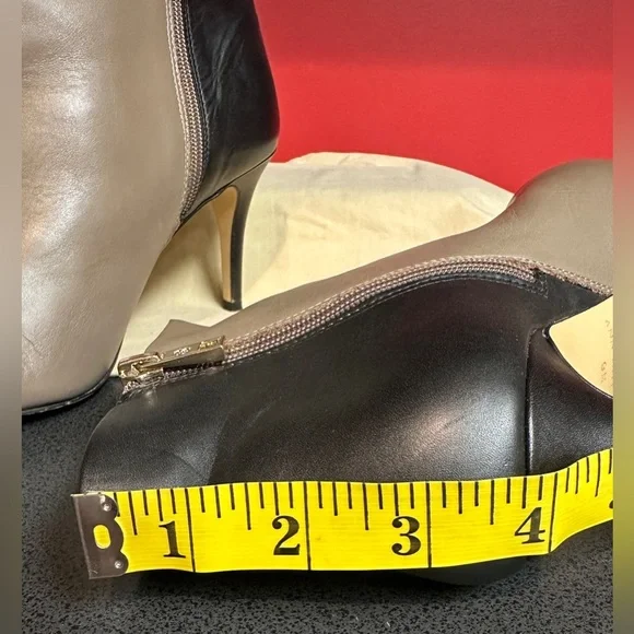 Ann Taylor Ankle Booties Black & Taupe Leather 3.5” Stiletto Heels Women’s Sz 9M - Picture 12 of 13